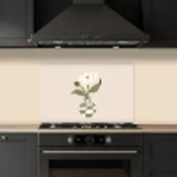Vaas - Geruit - Bloem - Groen keuken achterwand spatscherm klein -sfeer1