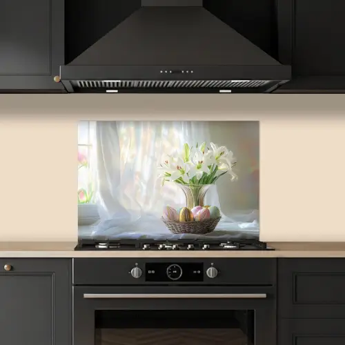 Vaas - Eieren - Bloemen keuken achterwand spatscherm klein -sfeer1