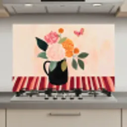 Vaas - Bloemen - Vlinder - Rood keuken achterwand spatscherm klein -3d_website