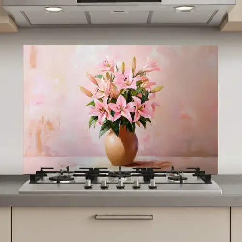 Vaas - Bloemen - Roze keuken achterwand spatscherm klein -3d_website