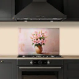 Vaas - Bloemen - Roze keuken achterwand spatscherm klein -sfeer1
