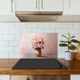Vaas - Bloemen - Roze keuken achterwand spatscherm klein -sfeer2