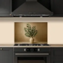 Vaas - Olijftakken - Bladeren - Beige keuken achterwand spatscherm klein -sfeer1