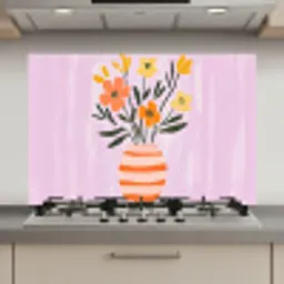Vaas - Gestreept - Bloemen - Oranje keuken achterwand spatscherm klein -3d_website