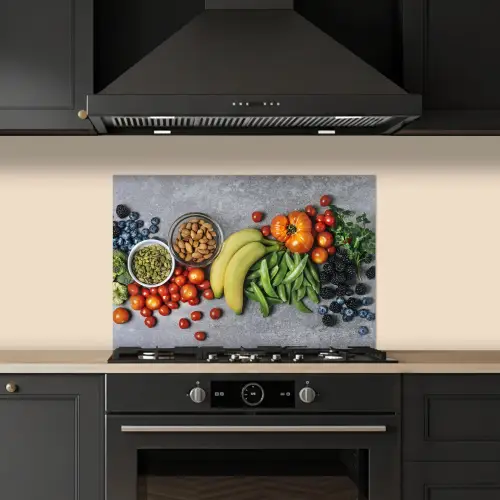 Groente - Fruit - Grijs keuken achterwand spatscherm klein -sfeer1