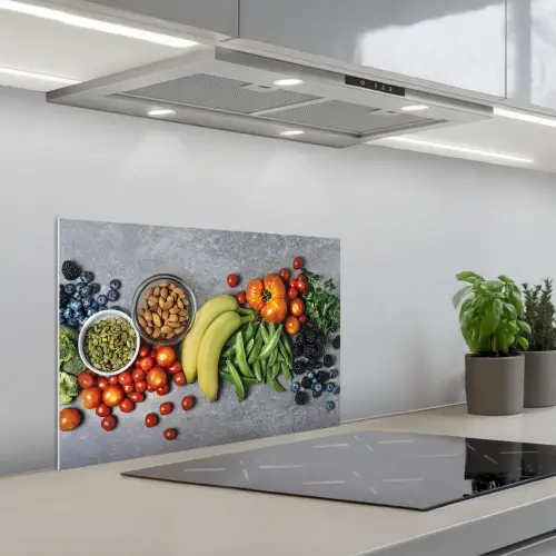 Groente - Fruit - Grijs keuken achterwand spatscherm klein -3d_schuin