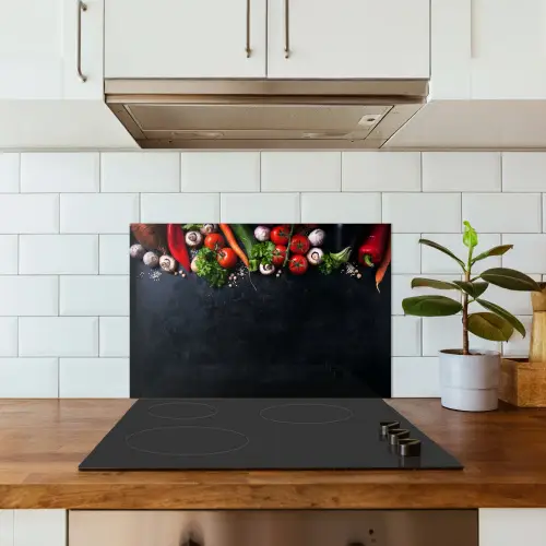 Groente - Kruiden - Specerijen - Zwart - Rustiek - Keuken keuken achterwand spatscherm klein -sfeer2