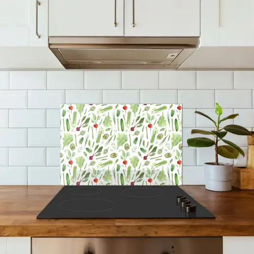Groente - Patroon - Groen - Rood keuken achterwand spatscherm klein 900 -sfeer2