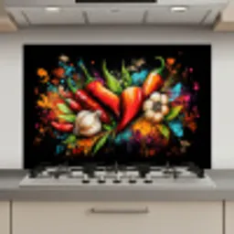 Groente - Peper - Knoflook - Graffiti - Verf - Kleurrijk keuken achterwand spatscherm klein -3d_website