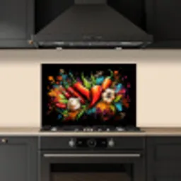 Groente - Peper - Knoflook - Graffiti - Verf - Kleurrijk keuken achterwand spatscherm klein -sfeer1