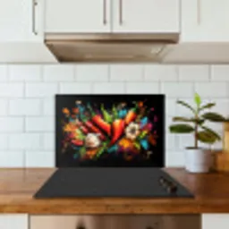 Groente - Peper - Knoflook - Graffiti - Verf - Kleurrijk keuken achterwand spatscherm klein -sfeer2