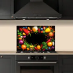 Groente - Graffiti - Kleurrijk - Koken - Abstract keuken achterwand spatscherm klein -sfeer1