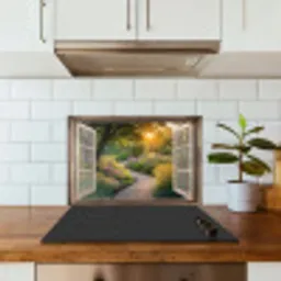 Doorkijk - Bloemen - Natuur - Zon - Pad keuken achterwand spatscherm klein -sfeer2