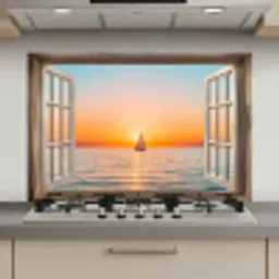 Doorkijk - Zee - Boot - Zonsondergang keuken achterwand spatscherm klein -3d_website