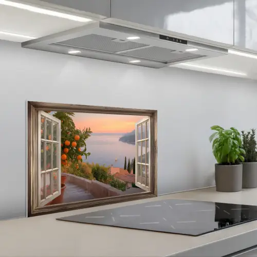 Doorkijk - Uitzicht - Meer - Landschap keuken achterwand spatscherm klein -3d_schuin