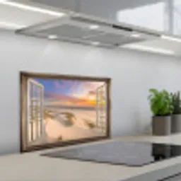 Doorkijk - Strand - Duinen - Natuur - Landschap keuken achterwand spatscherm klein -3d_schuin