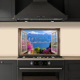 Doorkijk - Berg - Landschap - Uitzicht - Meer keuken achterwand spatscherm klein -sfeer1