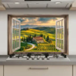 Doorkijk - Toscane - Uitzicht - Landschap - Zomer keuken achterwand spatscherm klein -3d_website