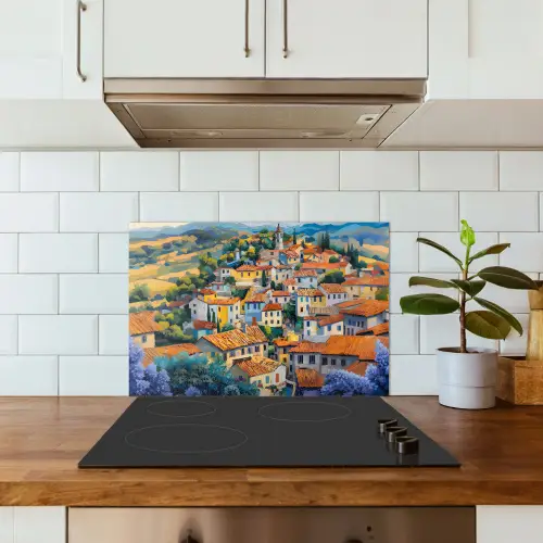 Dorp - Heuvels - Landschap - Bomen keuken achterwand spatscherm klein -sfeer2