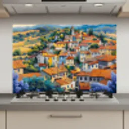 Dorp - Heuvels - Landschap - Bomen keuken achterwand spatscherm klein -3d_website