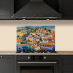 Dorp - Heuvels - Landschap - Bomen keuken achterwand spatscherm klein -sfeer1
