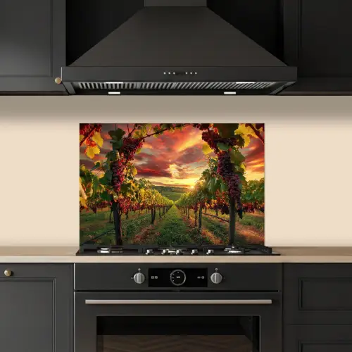 Wijngaard - Druiven - Zonsondergang keuken achterwand spatscherm klein -sfeer1