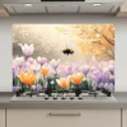 Viooltjes - bij - Zonlicht keuken achterwand spatscherm klein -3d_website