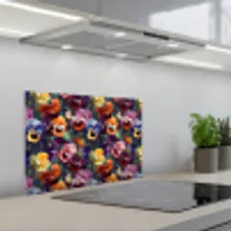 Viooltjes - Kleuren - Bloemblaadjes keuken achterwand spatscherm klein 900 -3d_schuin