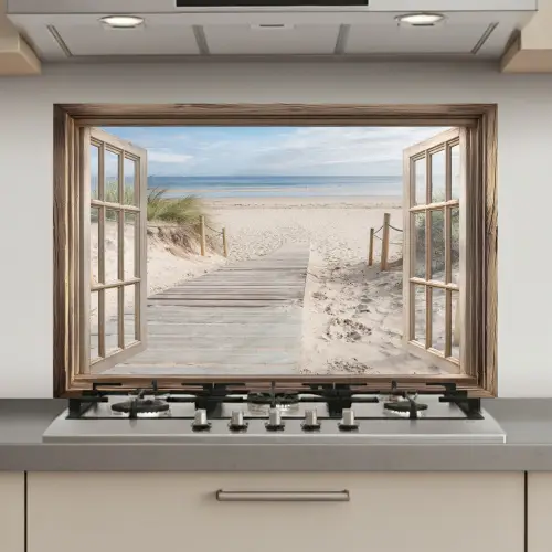 Doorkijk - Strand - Duinen - Pad - Landschap keuken achterwand spatscherm klein -3d_website