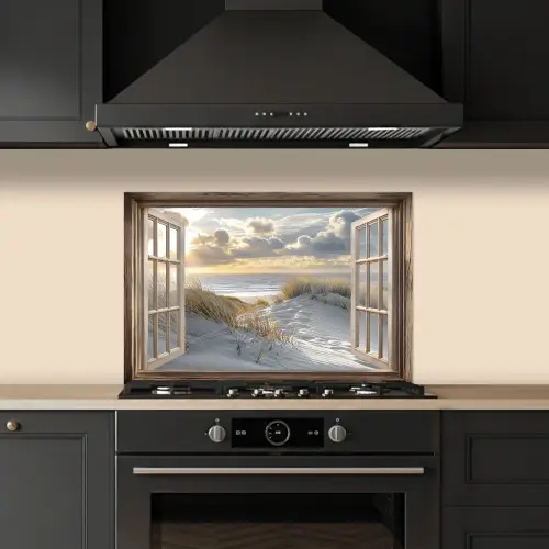 Doorkijk - Strand - Duinen - Zee - Natuur keuken achterwand spatscherm klein -sfeer1