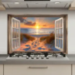 Doorkijk - Strand - Duinen - Zonsondergang keuken achterwand spatscherm klein -3d_website