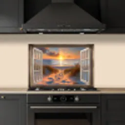 Doorkijk - Strand - Duinen - Zonsondergang keuken achterwand spatscherm klein -sfeer1