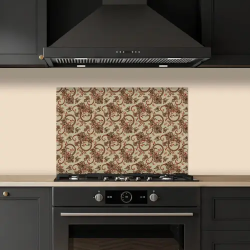 Warm - Bloemen - Groen - Rood keuken achterwand spatscherm klein 900 -sfeer1
