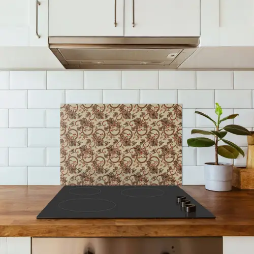 Warm - Bloemen - Groen - Rood keuken achterwand spatscherm klein 900 -sfeer2