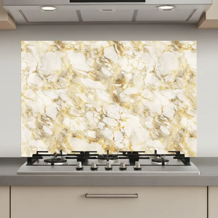 Warm - Gouden - Marmer - Patroon keuken achterwand spatscherm klein 900 -3d_website