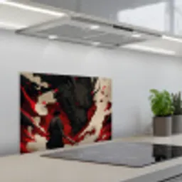 Krijger - Draak - Zwart - Rood - Rook keuken achterwand spatscherm klein -3d_schuin