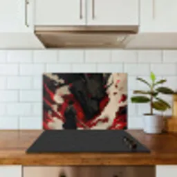 Krijger - Draak - Zwart - Rood - Rook keuken achterwand spatscherm klein -sfeer2