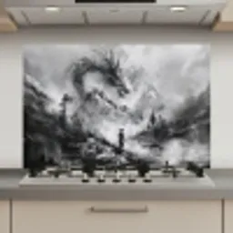 Krijger - Draak - Grijs keuken achterwand spatscherm klein -3d_website