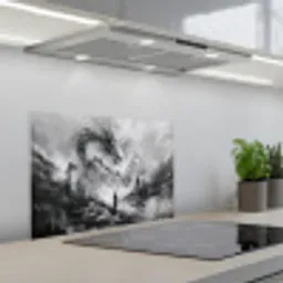 Krijger - Draak - Grijs keuken achterwand spatscherm klein -3d_schuin