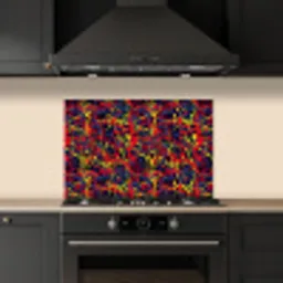 Waterverf - Rood - Geel keuken achterwand spatscherm klein 900 -sfeer1