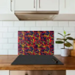 Waterverf - Rood - Geel keuken achterwand spatscherm klein 900 -sfeer2
