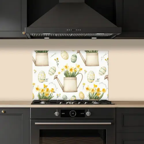 Gieter - Bloemen - Eieren keuken achterwand spatscherm klein -sfeer1