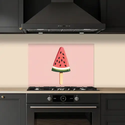 Watermeloen - Ijsje - Pitjes - Rood keuken achterwand spatscherm klein -sfeer1