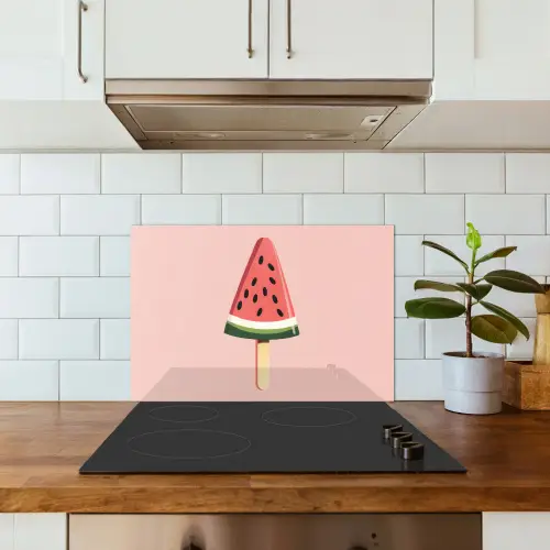 Watermeloen - Ijsje - Pitjes - Rood keuken achterwand spatscherm klein -sfeer2