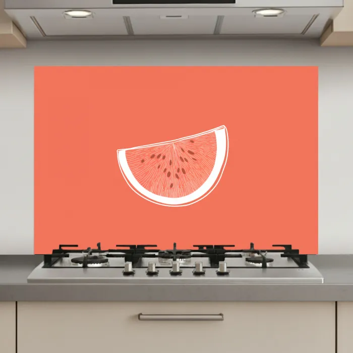 Watermeloen - Lijnen - Koraalrood keuken achterwand spatscherm klein -3d_website