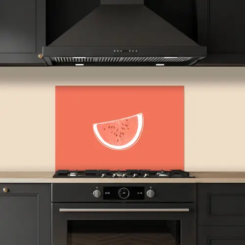 Watermeloen - Lijnen - Koraalrood keuken achterwand spatscherm klein -sfeer1