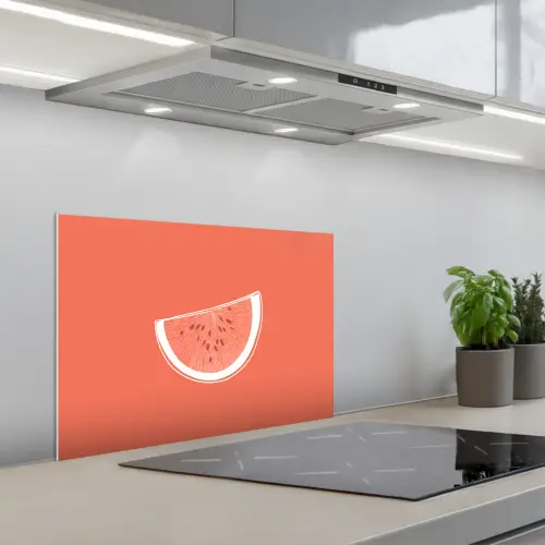 Watermeloen - Lijnen - Koraalrood keuken achterwand spatscherm klein -3d_schuin