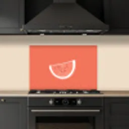 Watermeloen - Lijnen - Koraalrood keuken achterwand spatscherm klein -sfeer1