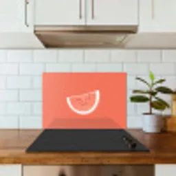 Watermeloen - Lijnen - Koraalrood keuken achterwand spatscherm klein -sfeer2