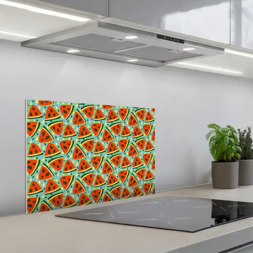 Watermeloen - Zomers - Fruit keuken achterwand spatscherm klein 900 -3d_schuin